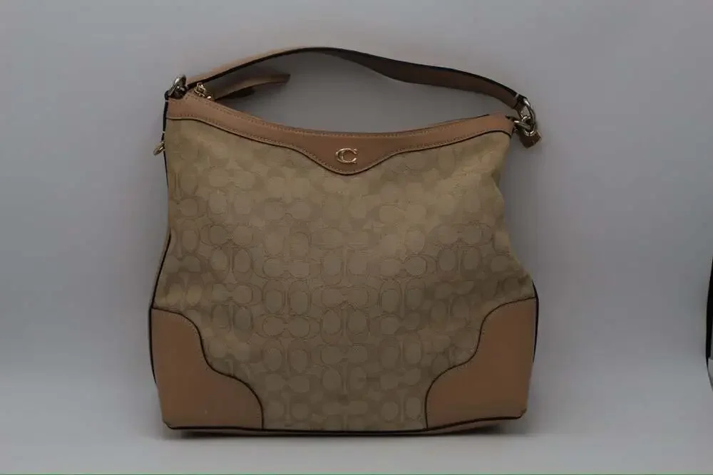 Coach F34824 Ivie Hobo Bag Khaki Light Khaki Signature Jacquard